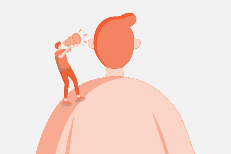 Illustration of "The Human Hearing Aid" alter ego, a common behavior when living with hearing loss