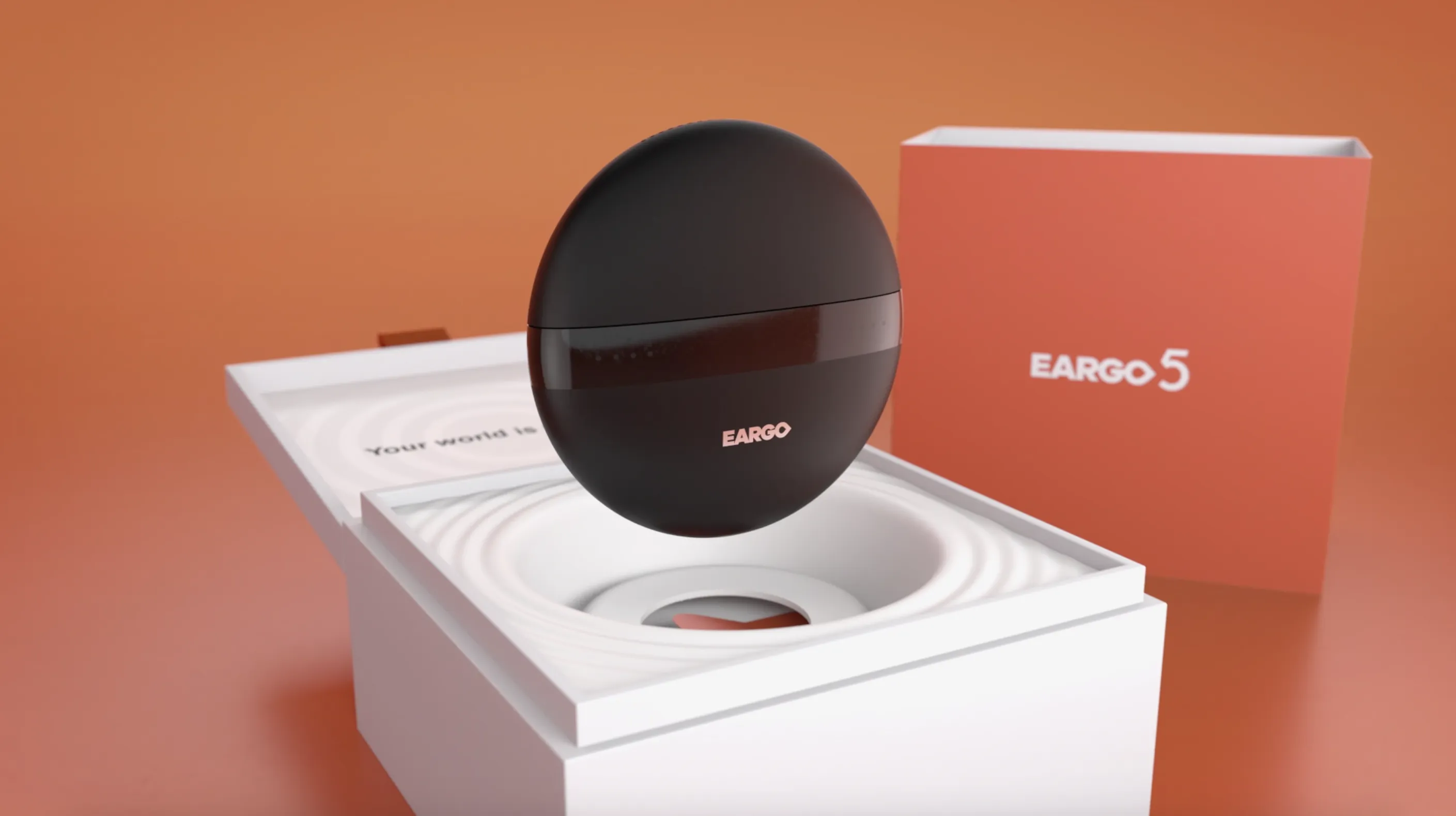 Eargo 5 charger above box