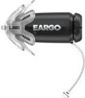 Closeup of Eargo 5 hearing aids - small, virtually invisible, comfortable hearing aids